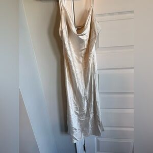 Express Cream Midi Satin Slip Dress